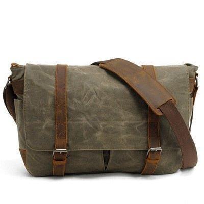 Woosir Vintage Canvas Leather Trim Camera Messenger Bag