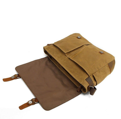 Woosir Vintage Canvas Leather Trim Camera Messenger Bag