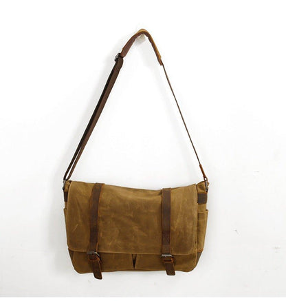 Woosir Vintage Canvas Leather Trim Camera Messenger Bag