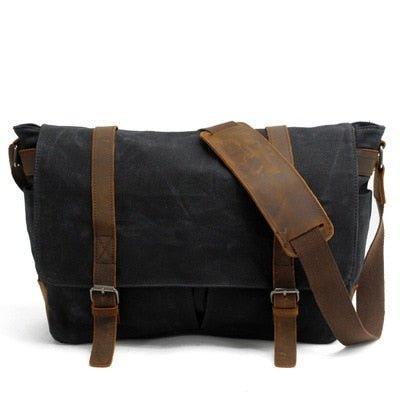 Woosir Vintage Canvas Leather Trim Camera Messenger Bag