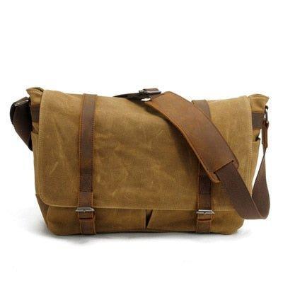 Woosir Vintage Canvas Leather Trim Camera Messenger Bag