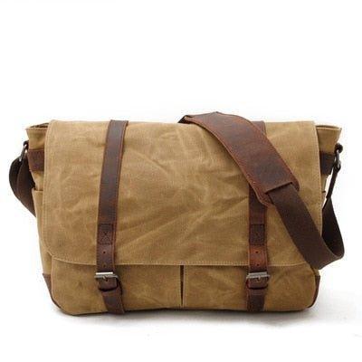 Woosir Vintage Canvas Leather Trim Camera Messenger Bag