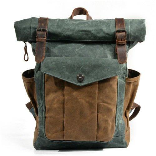 Vintage Roll Top Canvas Backpack Rucksack Travel Men Women