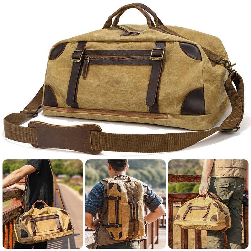 Waxed Canvas Weekender Duffle Bag Backpack