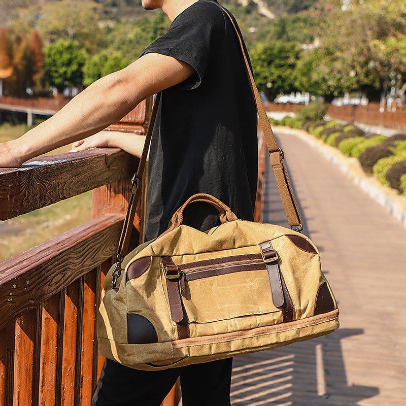 Waxed Canvas Weekender Duffle Bag Backpack