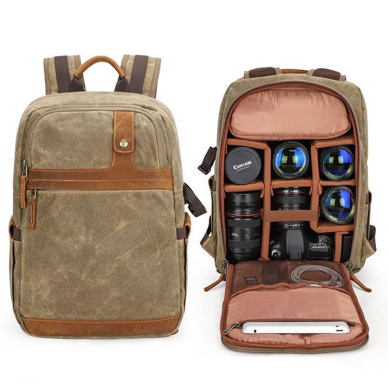 Woosir Waterproof Canvas Backpack with Camera Compartment