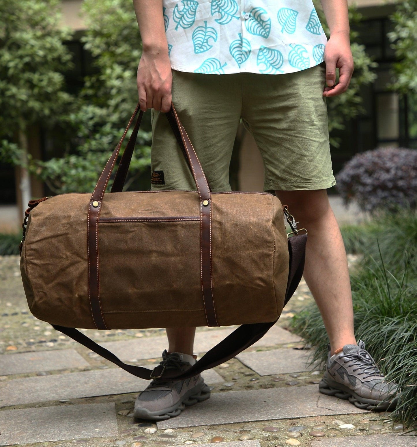 Heavy Duty Waxed Canvas Duffle Bag Carry-on Size