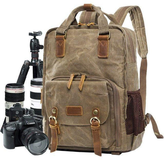 Woosir Waterproof Waxed Canvas Camera Backpack