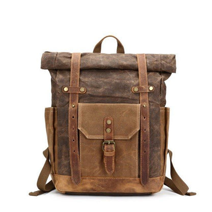 Roll Top Waxed Canvas Backpack Mens