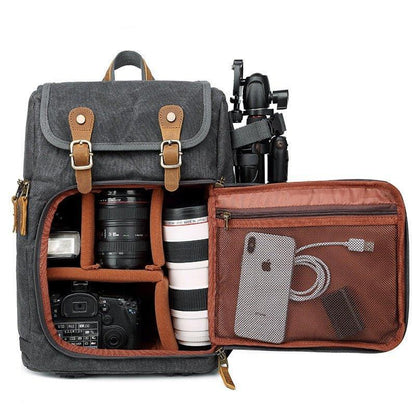 Woosir Waterproof Waxed Canvas Bag Camera Backpack