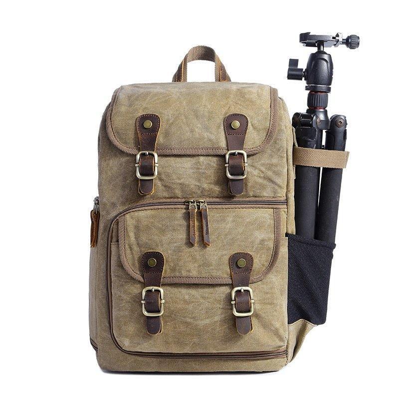 Woosir Waterproof Waxed Canvas Bag Camera Backpack