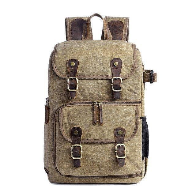 Woosir Waterproof Waxed Canvas Bag Camera Backpack