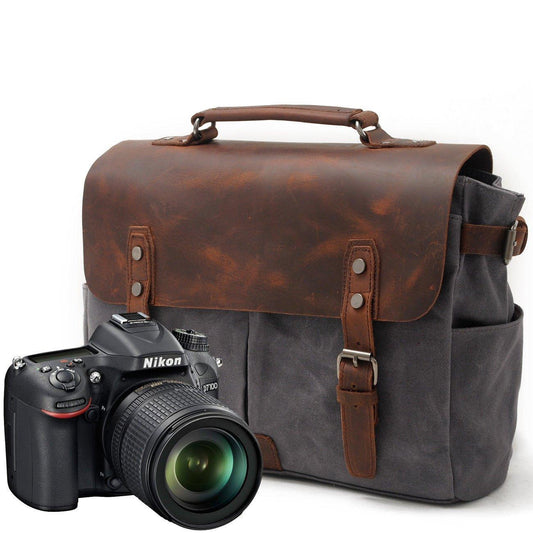 Woosir Waxed Canvas and Leather Waterproof Camera Bag