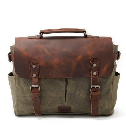 Waxed Canvas Laptop Briefcase Bag Motorcycle Saddlebags