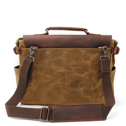 Waxed Canvas Laptop Briefcase Bag Motorcycle Saddlebags