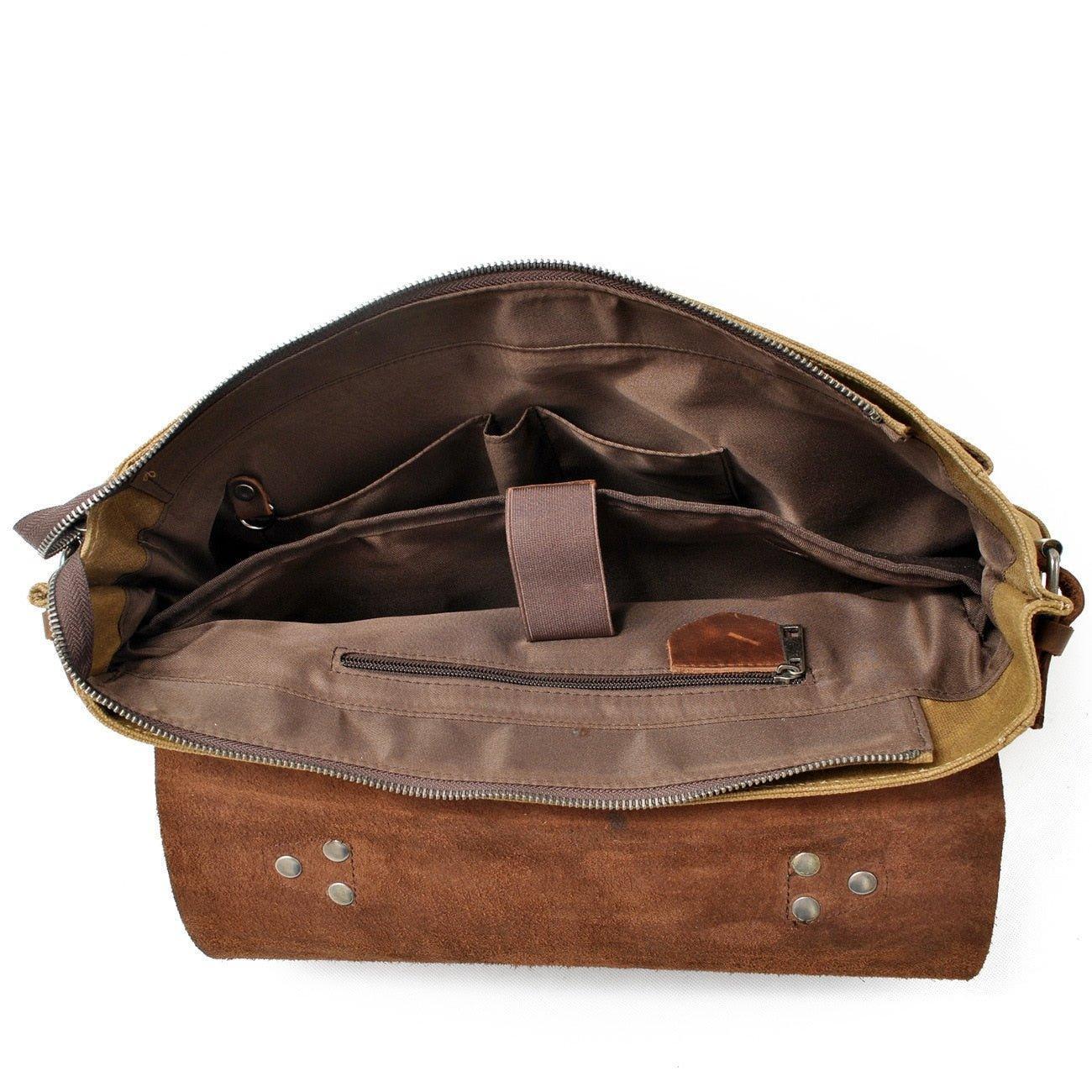 Waxed Canvas Laptop Briefcase Bag Motorcycle Saddlebags