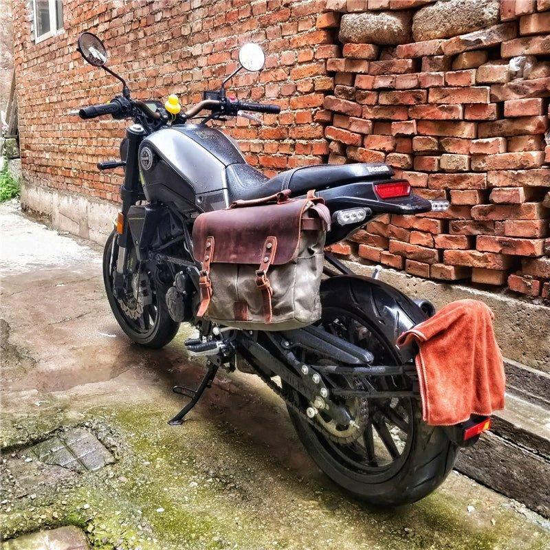 Waxed Canvas Laptop Briefcase Bag Motorcycle Saddlebags