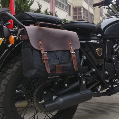 Waxed Canvas Laptop Briefcase Bag Motorcycle Saddlebags