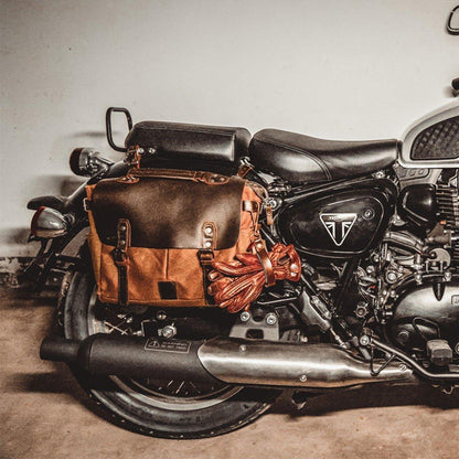 Waxed Canvas Laptop Briefcase Bag Motorcycle Saddlebags