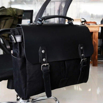 Waxed Canvas Laptop Briefcase Bag Motorcycle Saddlebags