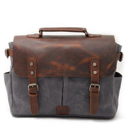 Waxed Canvas Laptop Briefcase Bag Motorcycle Saddlebags