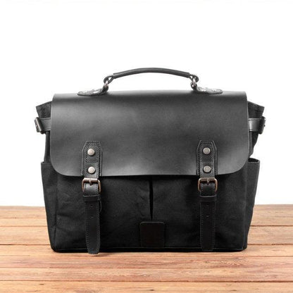 Waxed Canvas Laptop Briefcase Bag Motorcycle Saddlebags