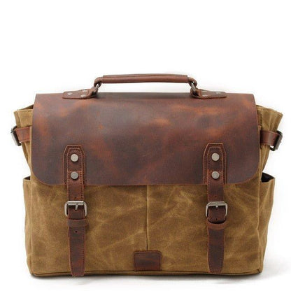 Waxed Canvas Laptop Briefcase Bag Motorcycle Saddlebags