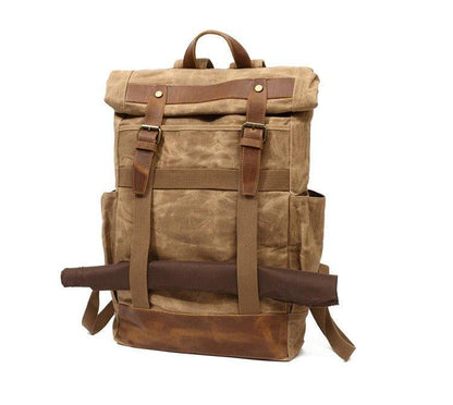 Waxed Canvas Vintage Backpack Mens with Side Pockets