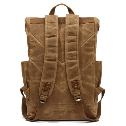 Waxed Canvas Vintage Backpack Mens with Side Pockets