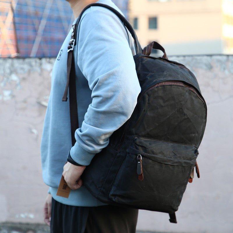 Vintage Waxed Canvas Backpack Mens