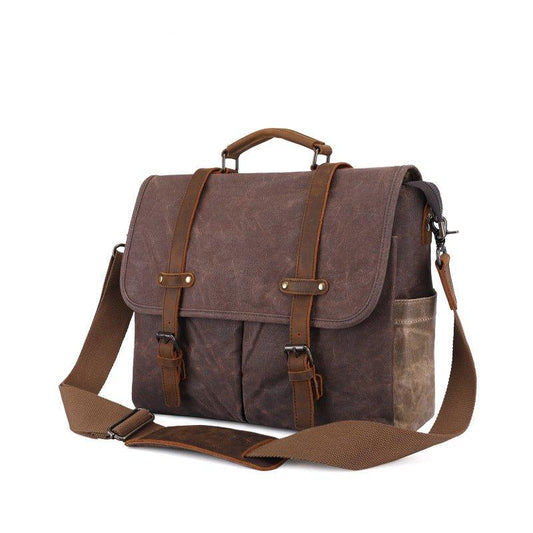 Woosir Waxed Canvas Briefcase Men