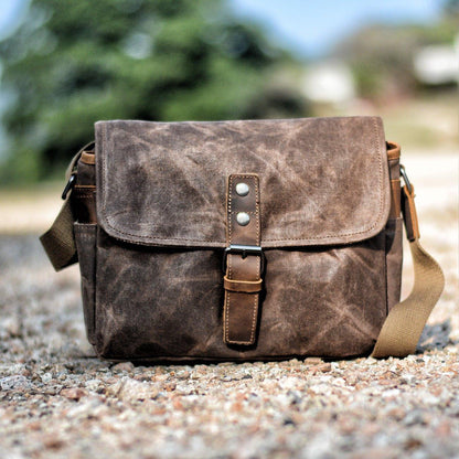 Woosir Waxed Canvas Camera Messenger Bag Men Women