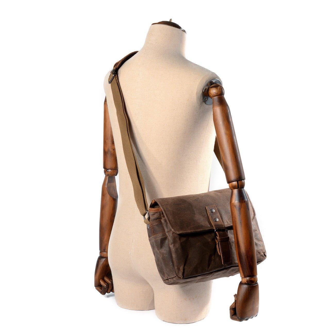 Woosir Waxed Canvas Camera Messenger Bag Men Women