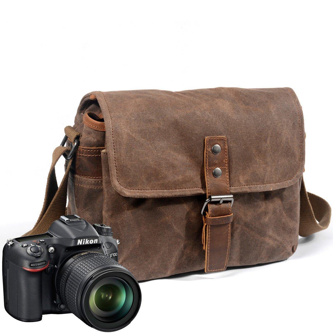 Woosir Waxed Canvas Camera Messenger Bag Men Women