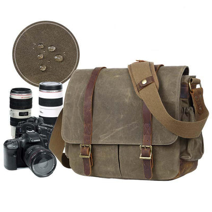 Woosir Waxed Canvas DSLR Camera Messenger Bag