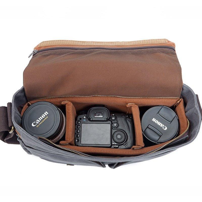 Woosir Waxed Canvas DSLR Camera Messenger Bag