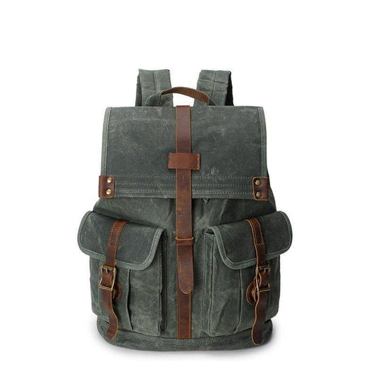 Waxed Canvas Backpack with Front Pockets