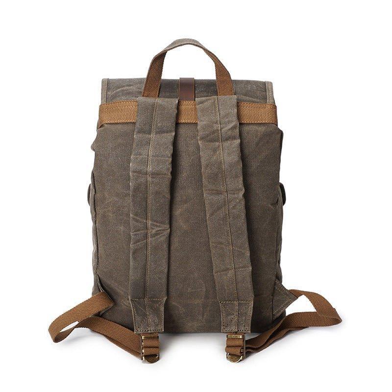 Waxed Canvas Backpack with Front Pockets