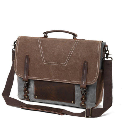 Mens Waxed Canvas Briefcase for Laptop