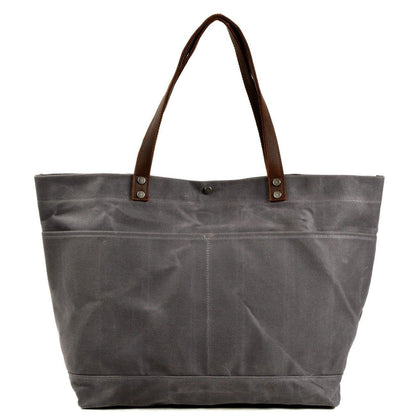 Woosir Waxed Canvas Shoulder Tote Bag with Front Pockets