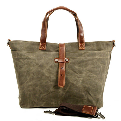 Woosir Waxed Canvas Tote Bag with Shoulder Strap