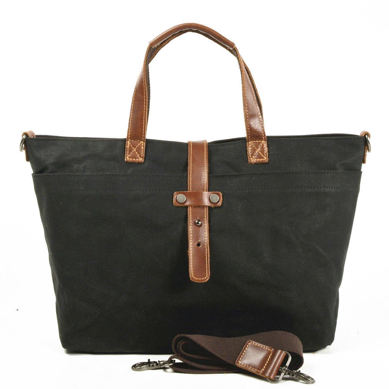 Woosir Waxed Canvas Tote Bag with Shoulder Strap