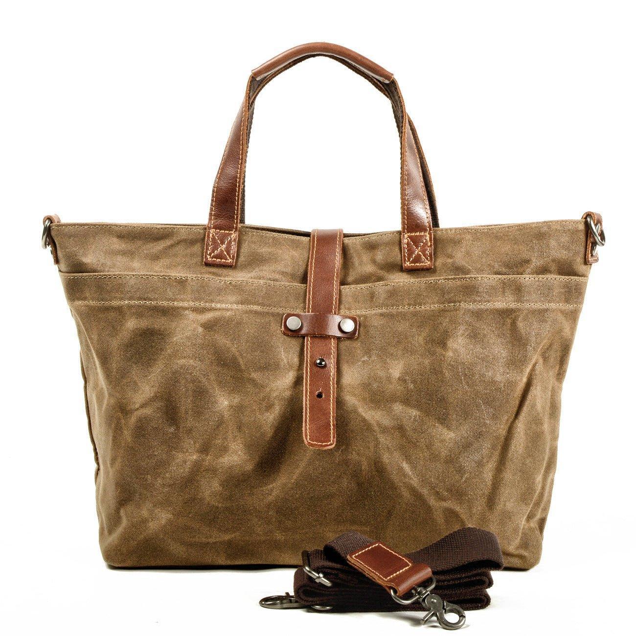 Woosir Waxed Canvas Tote Bag with Shoulder Strap