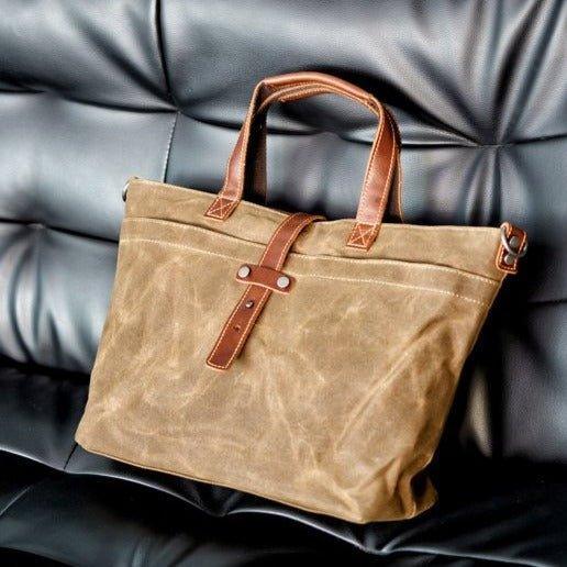 Woosir Waxed Canvas Tote Bag with Shoulder Strap