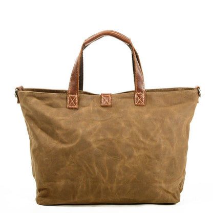 Woosir Waxed Canvas Tote Bag with Shoulder Strap