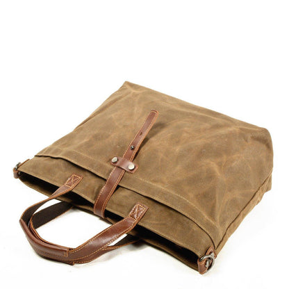 Woosir Waxed Canvas Tote Bag with Shoulder Strap