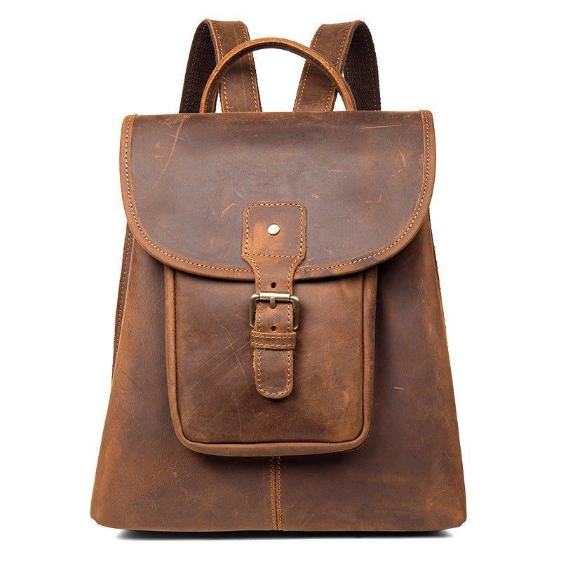 Womens Brown Leather Backpack