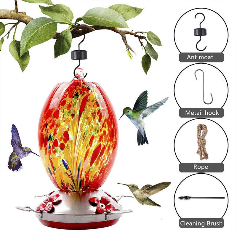 Hummingbird Feeder Hand Blown Glass - Libiyi