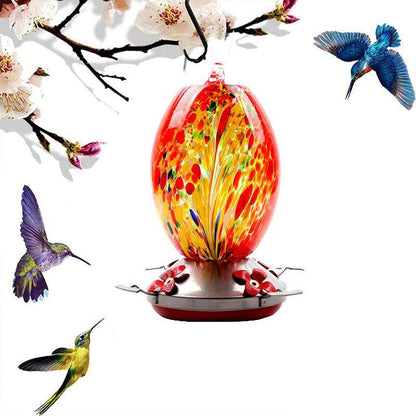 Hummingbird Feeder Hand Blown Glass - Libiyi