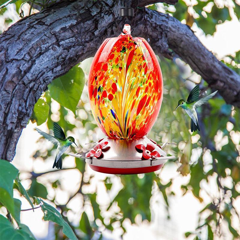 Hummingbird Feeder Hand Blown Glass - Libiyi